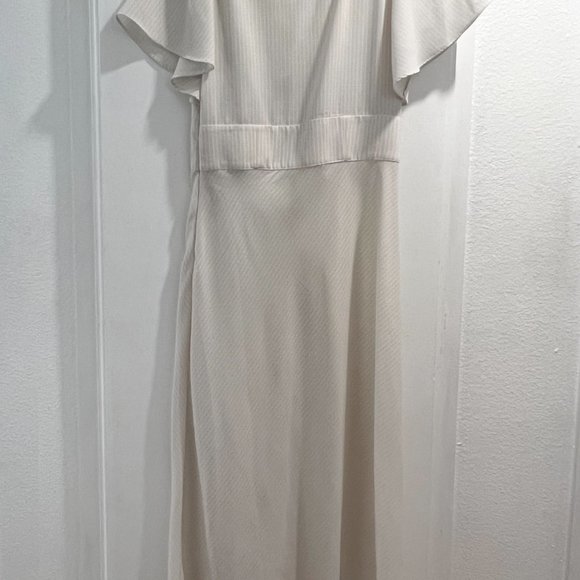 UO Urban Outfitters Light Striped Midi Dress with Buttons and Ruffle Sleeve - Picture 3 of 3